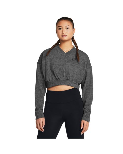 Under Armour Black Rival Terry Oversized Cropped Crew Neck Sweatshirt,