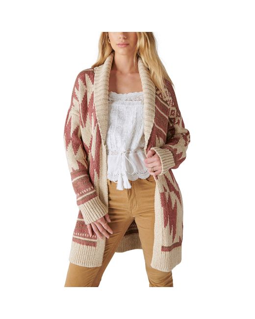 Lucky Brand Lucky Heritage Cardigan in Brown | Lyst