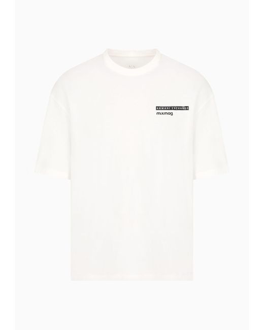 Armani Exchange White Relaxed Fit T-shirt In Asv Organic Cotton With Logo On The Chest for men