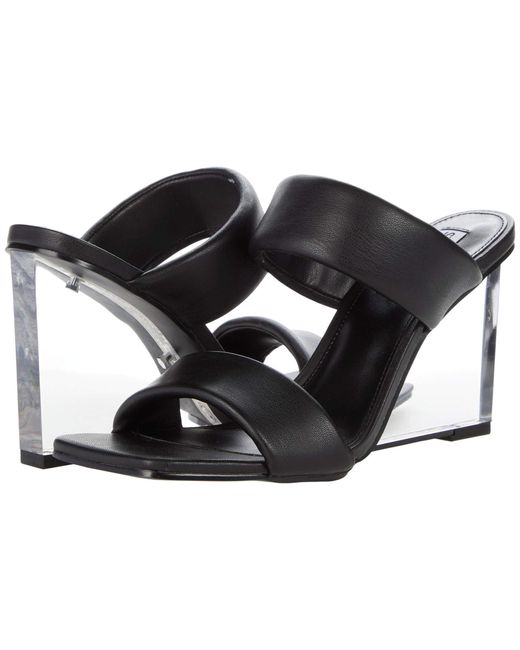 Steve Madden Isa Wedge Sandal in Black | Lyst