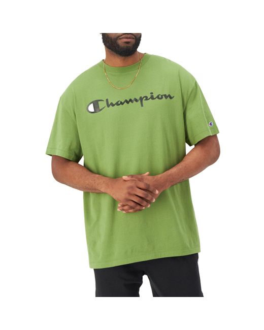 Champion Green , Cotton Midweight Crewneck Tee, T-shirt For , for men