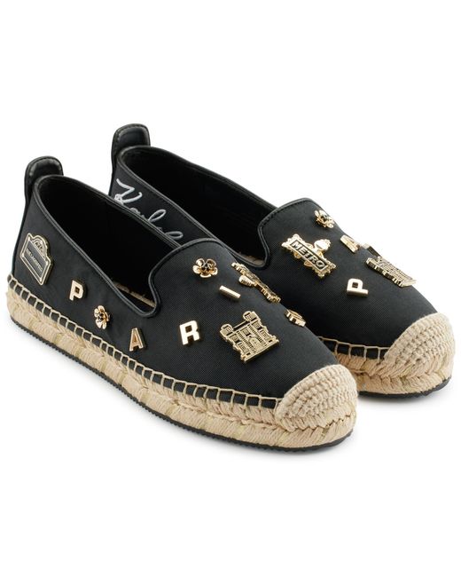 Karl Lagerfeld Black Paris Michaela Rue Pins Espadrille Closed Toe Sandal Platform