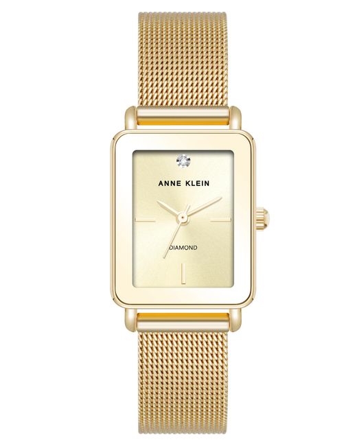 Anne Klein Metallic Genuine Diamond Dial Mesh Bracelet Watch