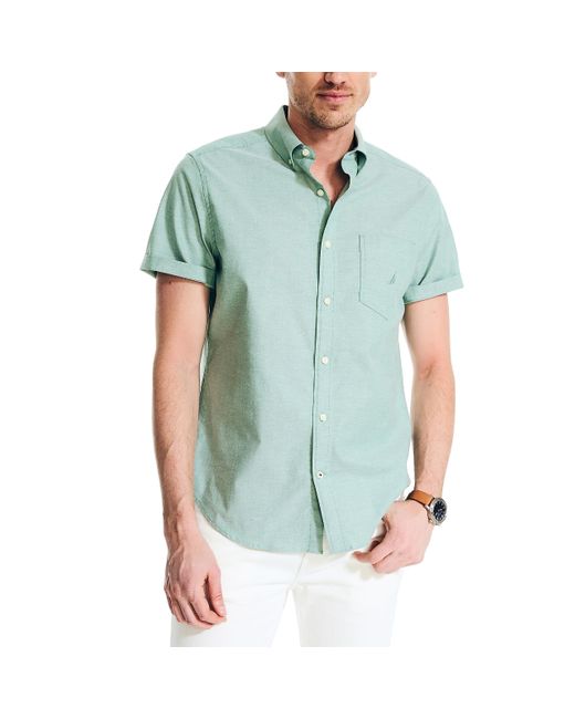 Nautica Green Short-sleeve Oxford Shirt for men