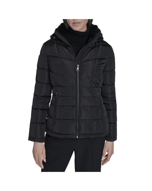 Calvin Klein Black Hooded Puffer Jacket – Lightweight Quilted Winter Coat With Zipper