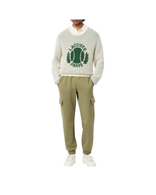 Lacoste Green Regular Fit Non-brushed Fleece Cargo Sweatpants for men