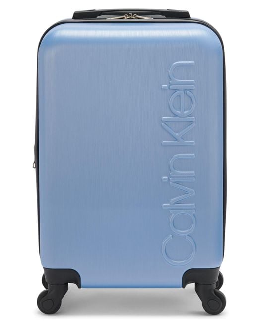 Calvin Klein Blue Hard Side Upright Luggage Spinner Carry On Suitcase