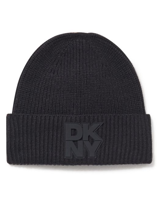 DKNY Black Beanie Patch Logo Super Soft Hat