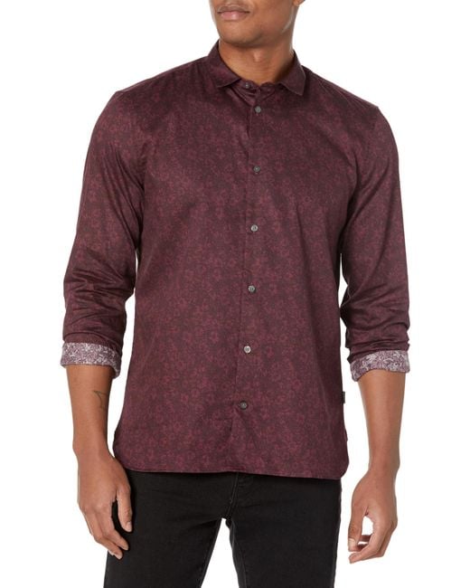 John Varvatos Purple Ross Shirt In Floral for men
