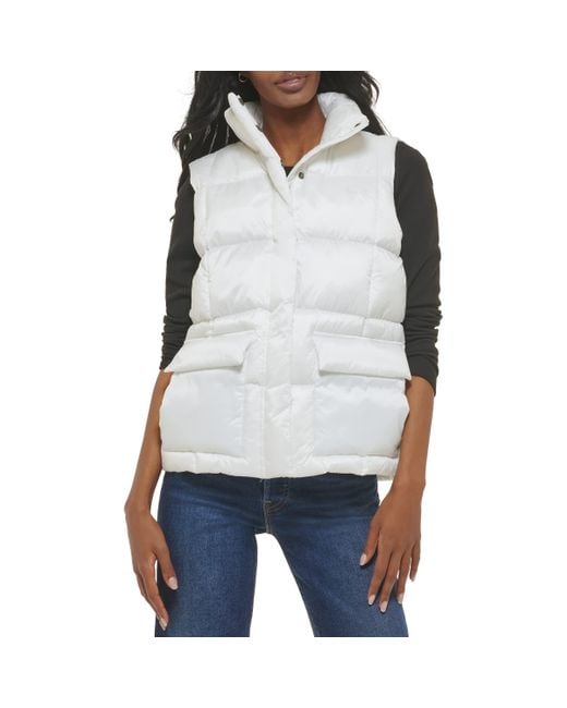 Levi's Sporty Box Quilted Puffer Vest in White Lyst