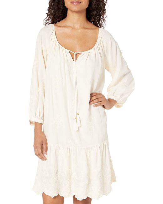 Johnny Was White For Love And Liberty Tiered Embroidered Mini Dress
