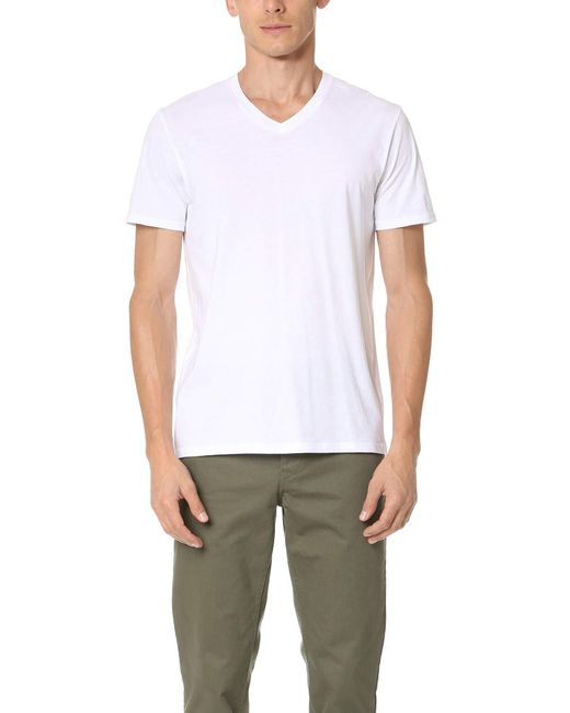 Vince White Favorite Pima Cotton Short-sleeve V-neck T-shirt for men