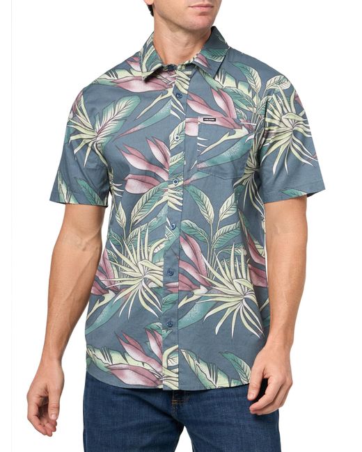 Volcom Blue Short Sleeve Button Down Woven Shirt for men