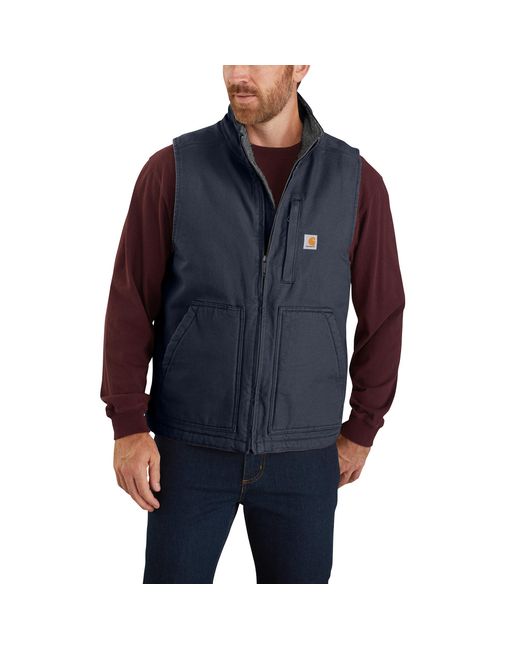 Carhartt Blue Mens Sherpa Lined Mock-neck Vest Work Utility Outerwear for men
