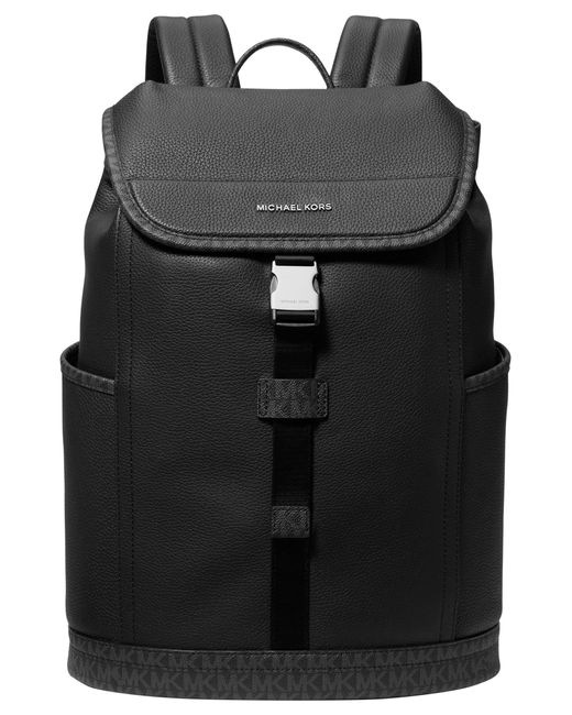 Michael Kors Black Hudson Slim Flap Backpack