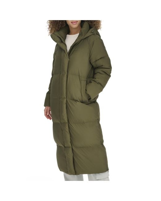 Levi's Green Cloud Puff Hooded Extra Long Puffer Jacket