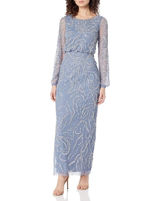 Adrianna Papell Blue Ed Blouson Gown
