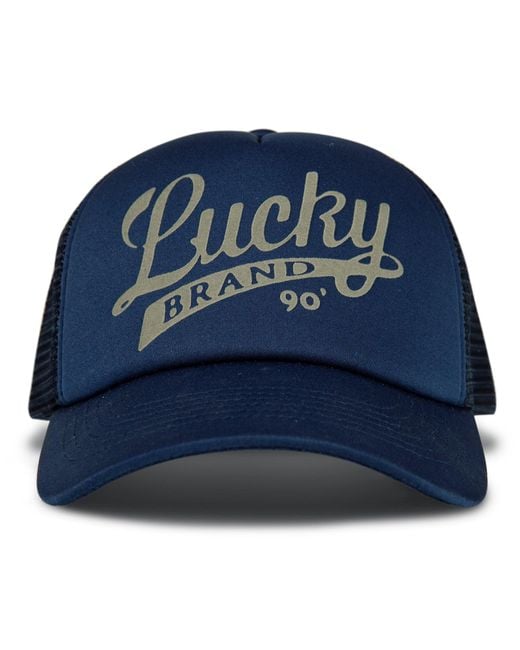 Lucky Brand Blue Standard Trucker Hat | Snapback | Adjustable | Mesh Back | Baseball Cap | Golf | Fishing | American Heritage