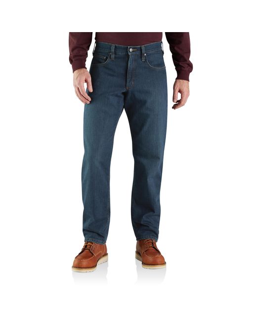 Carhartt Blue Big & Tall Rugged Flex Relaxed Fit Fleece-lined 5-pocket Jean for men
