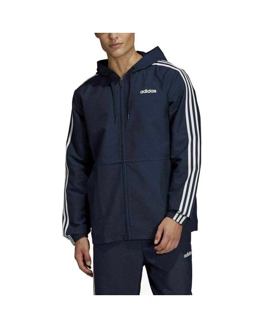 Adidas Blue Essentials 3-stripes Windbreaker for men