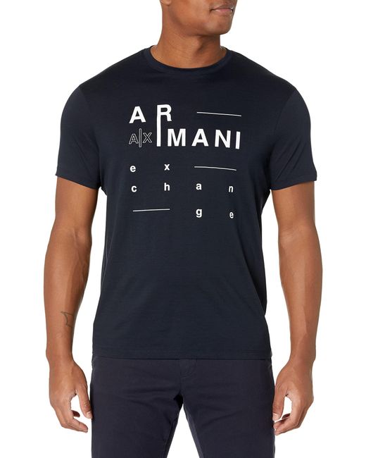 Emporio Armani Blue Armani Exchange Letter Logo Tee for men