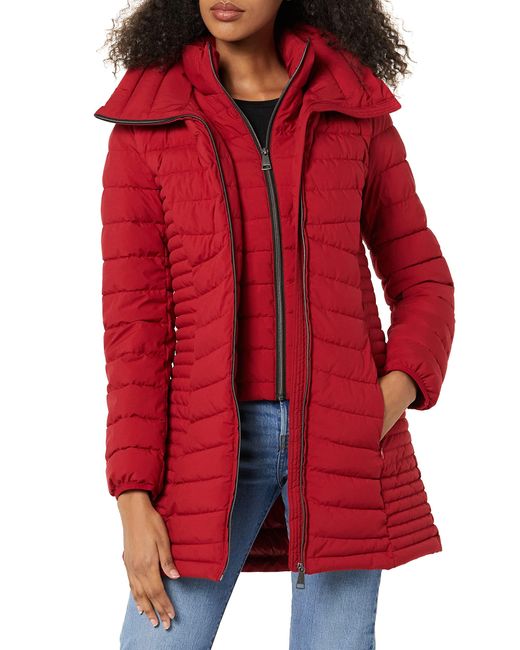DKNY Red Everyday Outerwear Packable Stretchy Jacket