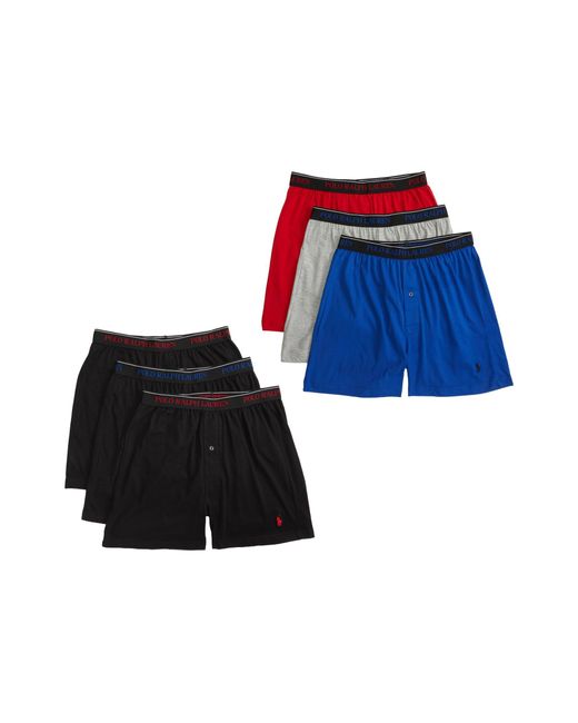Polo Ralph Lauren Blue Classic Fit Knit Boxer Brief Polo Black/sapphire Star/andover Heather/polo Black/rl2000 Red/p Lg for men