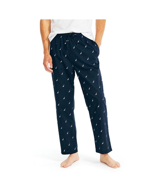 Soft Woven 100% Cotton Elastic Waistband Sleep Pajama Pant Bas de Pijama Nautica pour homme en coloris Blue