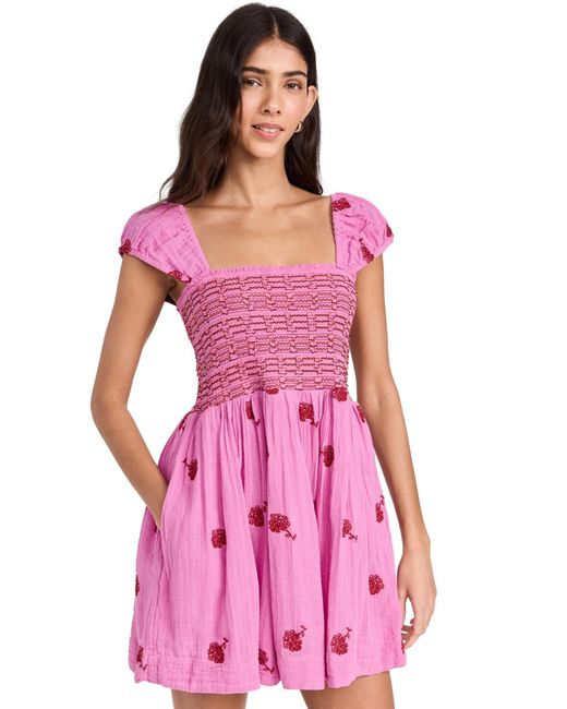 Free People Pink Tory Embroidered Mini