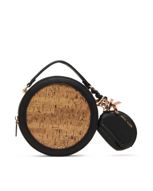 Anne Klein Black S Cork Circle Bag With Convertible Strap