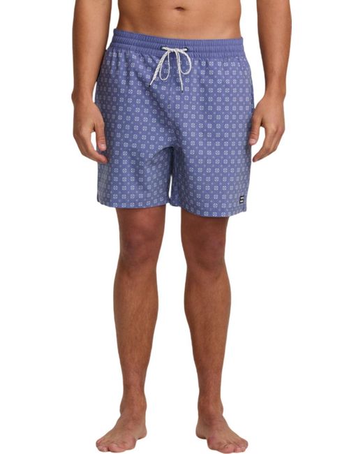 Billabong Blue Standard Good Times 16" Layback Fit Print Swim Trunk Boardshort for men