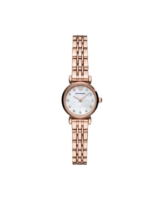Emporio Armani Metallic Two-hand Rose Gold-tone Stainless Steel Bracelet Watch