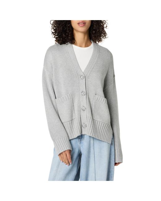The Drop Gray 's Brigitte Chunky Button Front Pocket Ribbed Cardigan