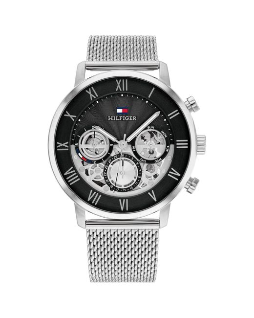 Tommy Hilfiger Black Multifunction Quartz Watch – Stainless Steel Case And Mesh for men