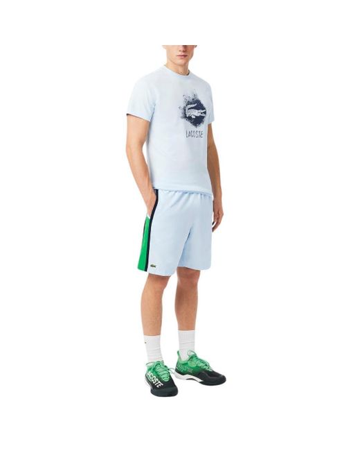 Lacoste Blue Lightweight Colorblock Stripe Tennis Shorts for men