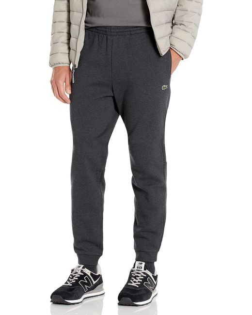 Lacoste Black Mens Solid Fleece Jogger Sweatpants for men