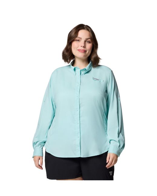 Columbia Women's Blue S Pfg Tamiami Ii Long Sleeve Fishing Shirt