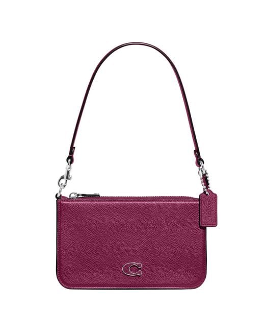 COACH Purple Pouch Bag In Crossgrain Leather