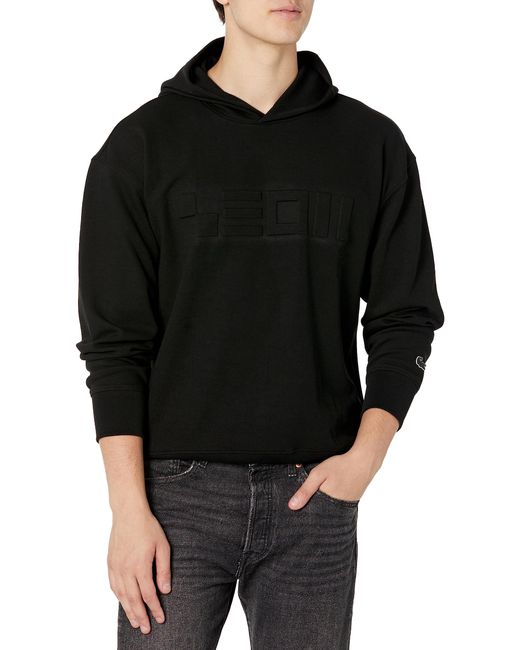 Lacoste Black Loose Fit Hooded Sweatshirt for men