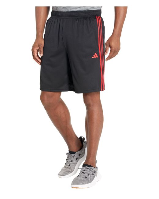 Adidas Black Mens Training Essentials Pique 3-stripes Training Shorts for men