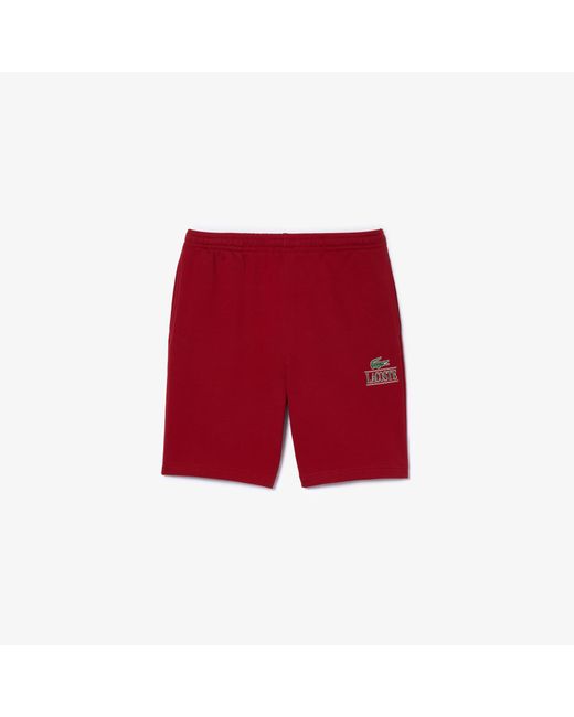 Lacoste Red Regular Fit Adjustable Waist Shorts W/medium Croc Graphic Near The Bottom Of The Leg for men