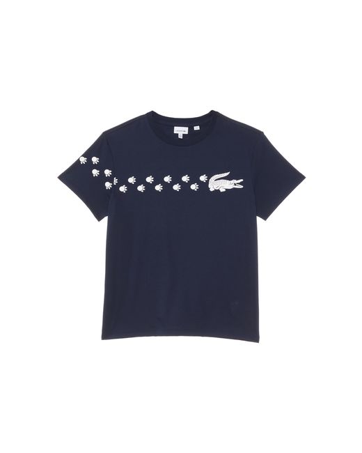 Lacoste Blue Short Sleeve Paw Print Graphic Tee Shirt