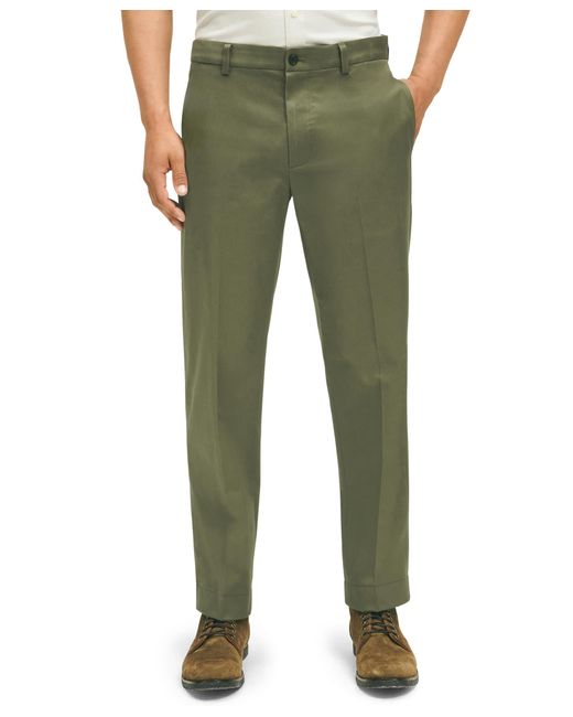 Brooks Brothers Green Regular Fit Lightweight Advantage Chino Pants for men