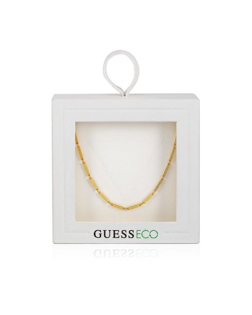 Guess White Goldtone Link Chain Necklace For