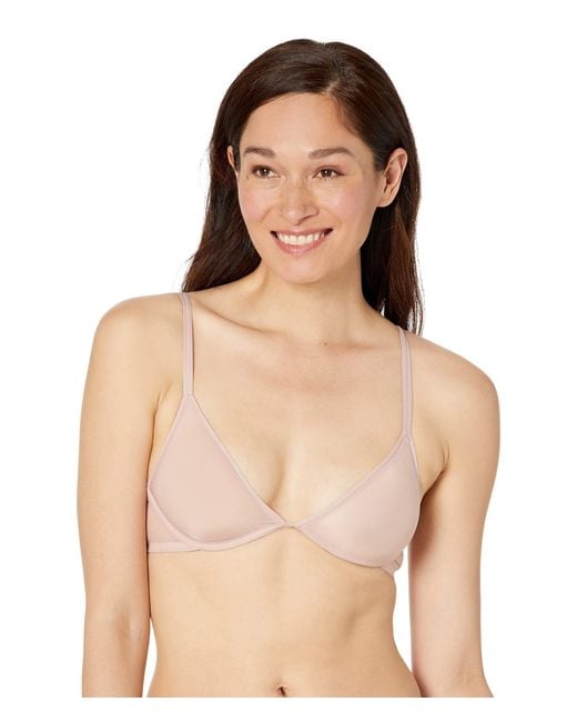 Calvin Klein Synthetic Sheer Marquisette Unlined Plunge Bra In Natural Save 21 Lyst 