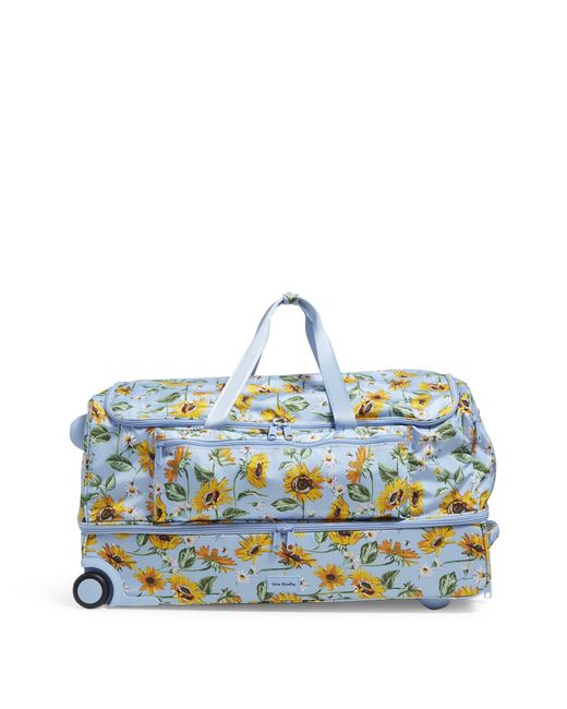 Vera Bradley Blue Recycled Lighten Up Reactive Xl Foldable Rolling Duffle Luggage