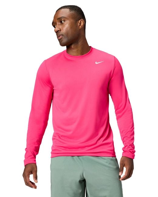 Nike Pink Dri-fit Legend Long-sleeve Fitness Top for men