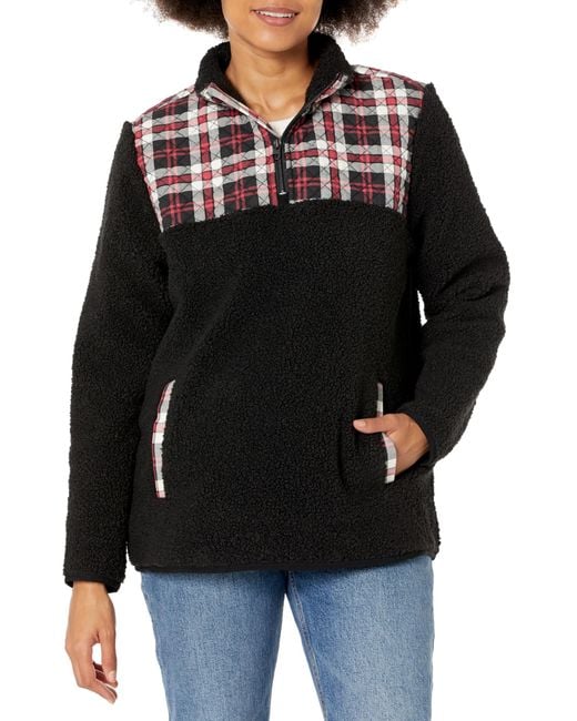 Vera Bradley Fleece Pullover Sweatshirt With Pockets in Black