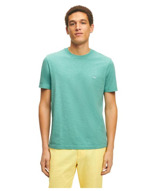 Brooks Brothers Green Regular Fit Supima Cotton Crewneck Short Sleeve Logo T-shirt for men