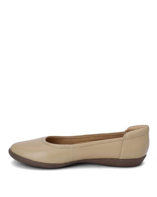 Naturalizer Brown S Flexy Comfortable Slip On Round Toe Ballet Flats ,beige Leather ,9.5 M Us